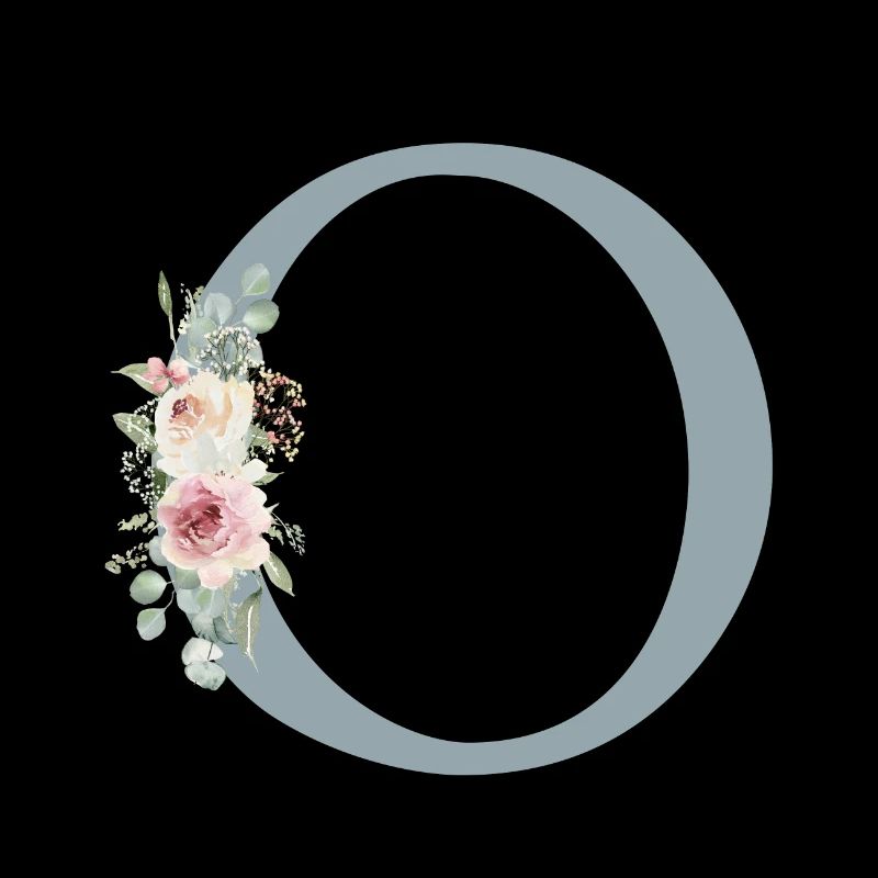 O| Monogramme | Eucalyptus Pastel Fleur Bleu