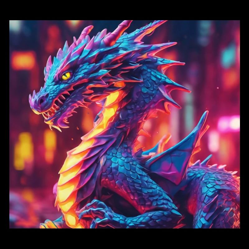 Techno multicoloured dragon