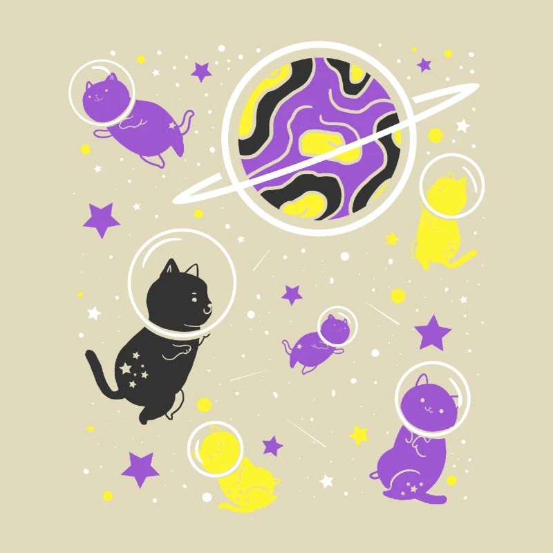 Nonbinary Pride Cat in Space