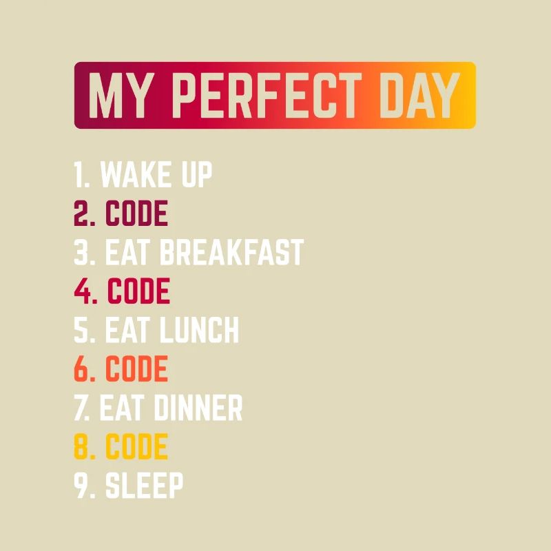 My Perfect Day Wake Up Code Software Developer Pro