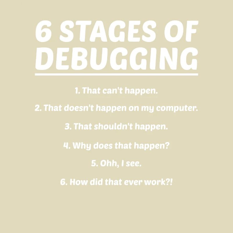 6 Stages Of Debugging Coder Programmer Software De