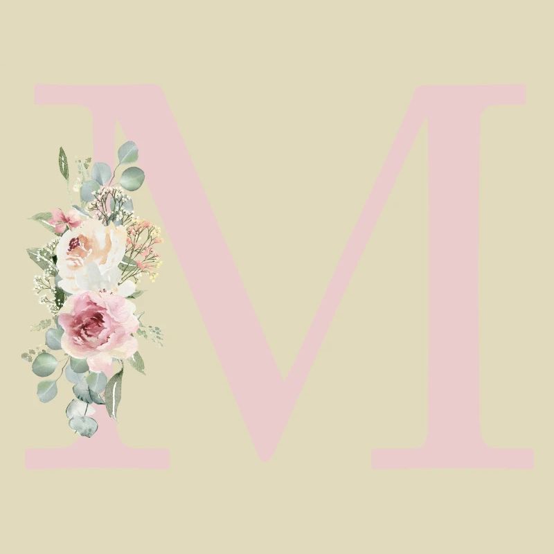 M | Monogramme | Eucalyptus Pastel Fleur Bleu
