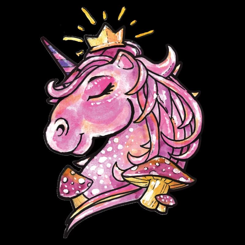 Aquarell-Einhorn mit Pilz-Tier