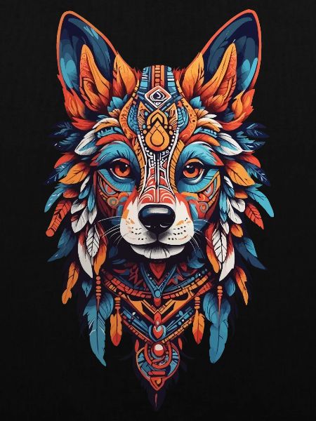 Schamanen Hund Spirit Bohemian Design