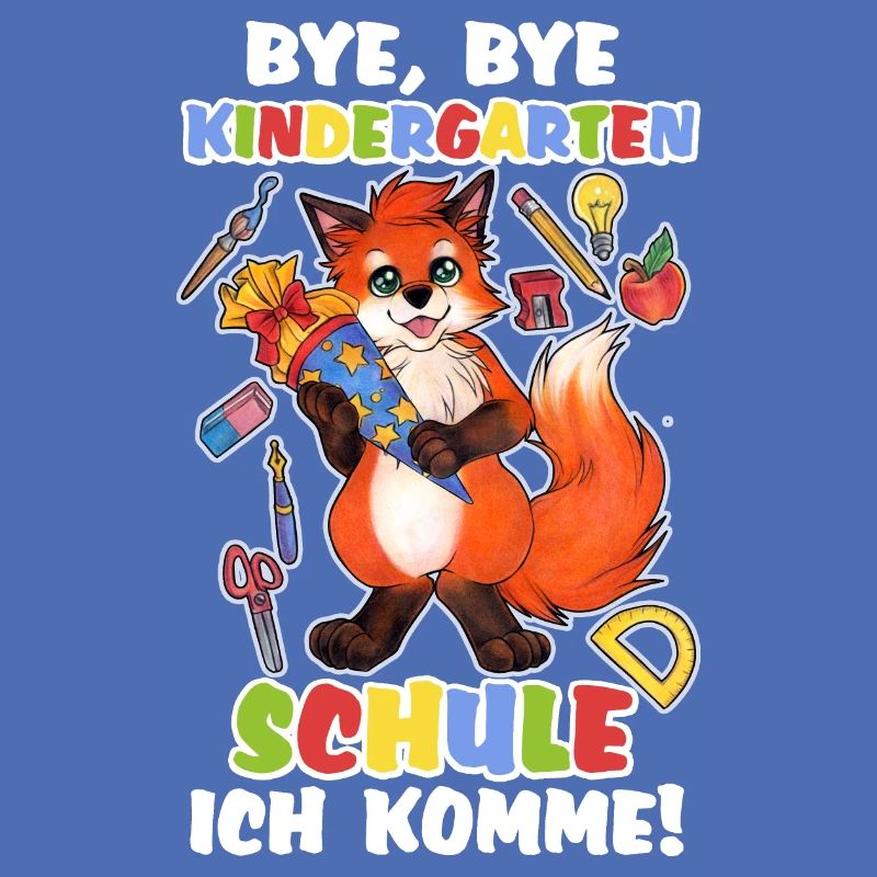 Niedlicher Schulkind Fuchs Schule Einschulung
