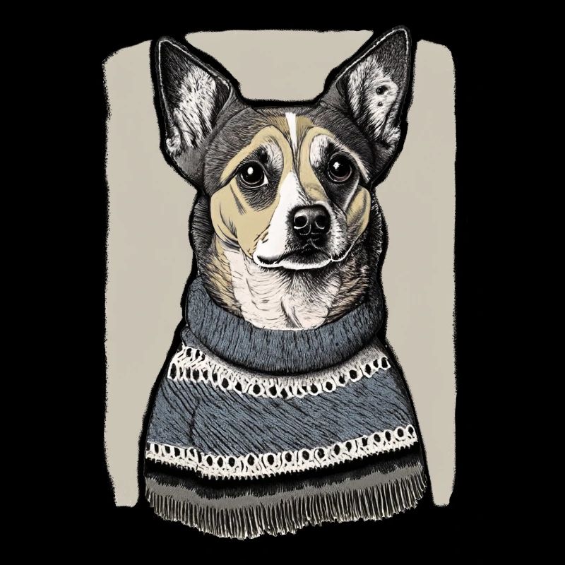 Hund im Vintage-Pullover