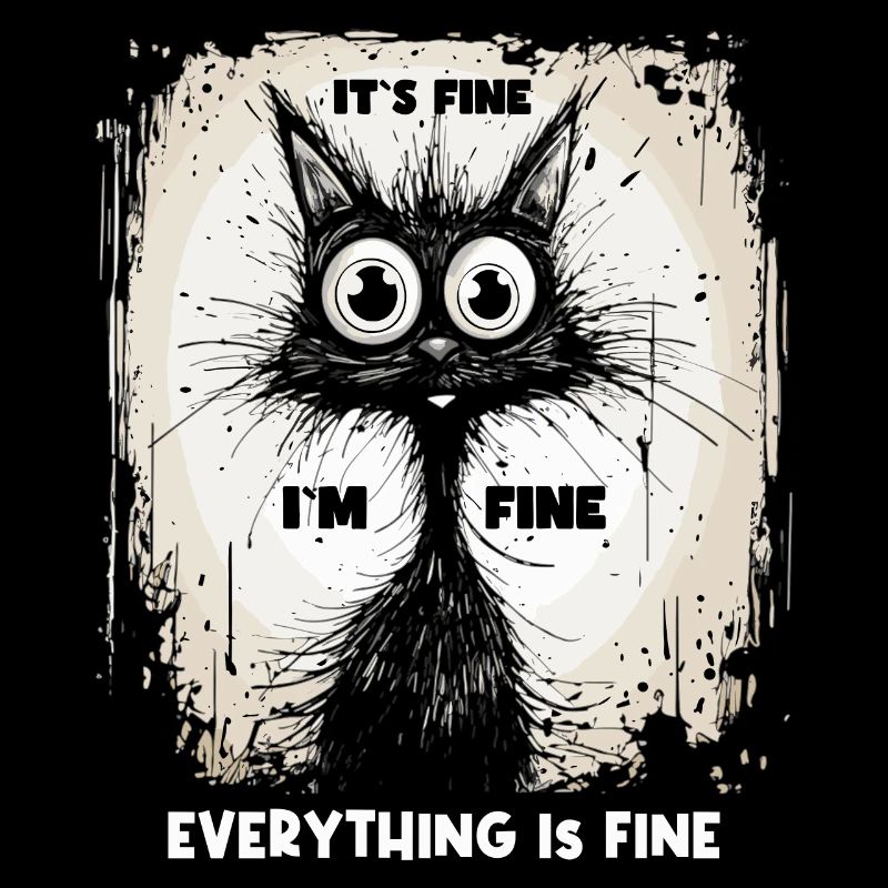 Katze Spruch It´s Fine I´m Fine Everything Is Fine