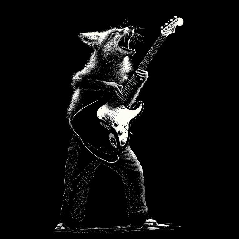 Rockender Rotfuchs mit E-Gitarre Geschenk Musikfan