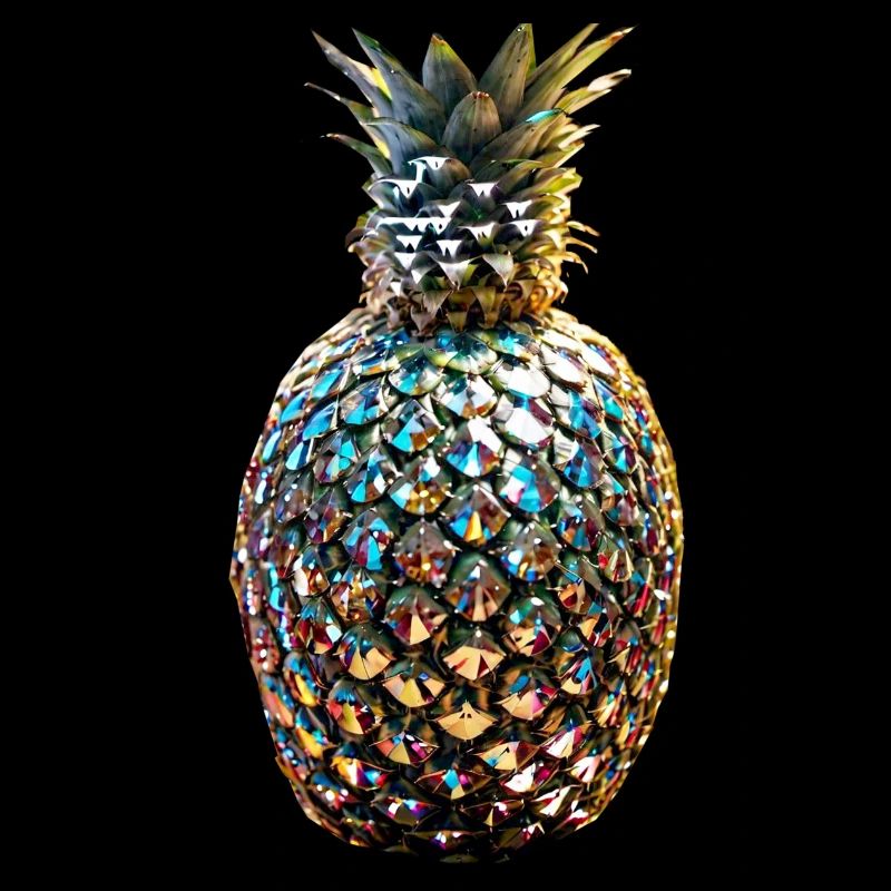 Pineapple, sequins, metallic, gold