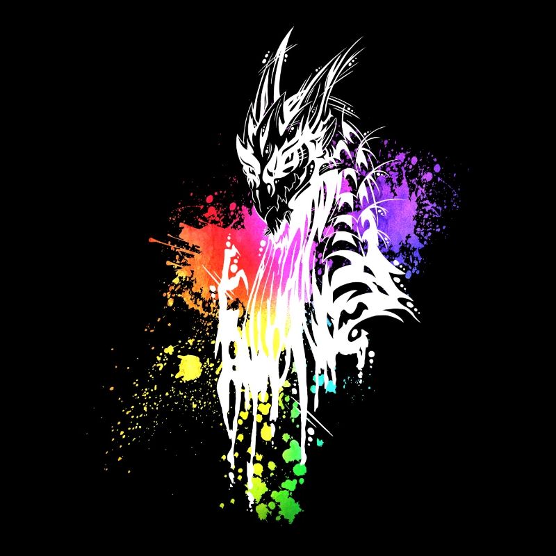 Dragon blobs arc-en-ciel blanc