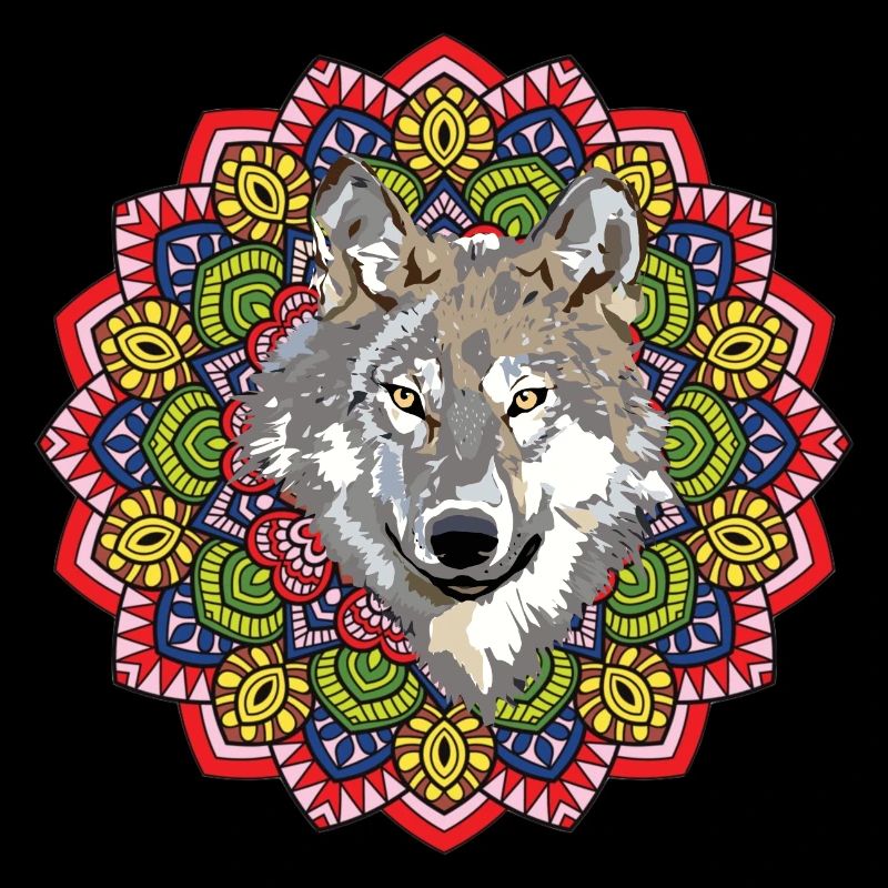 Wald Tier Waldbewohner Geschenk Mandala Wolf