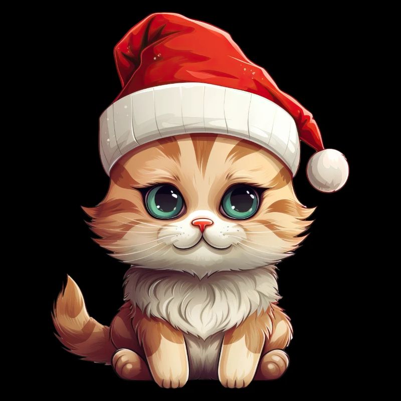Patte de Noël : Chat mignon avec chapeau 2