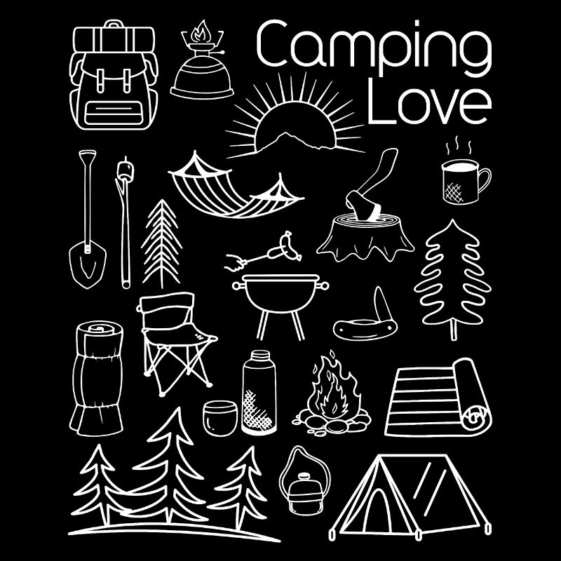 Camping Love Lineart blanc