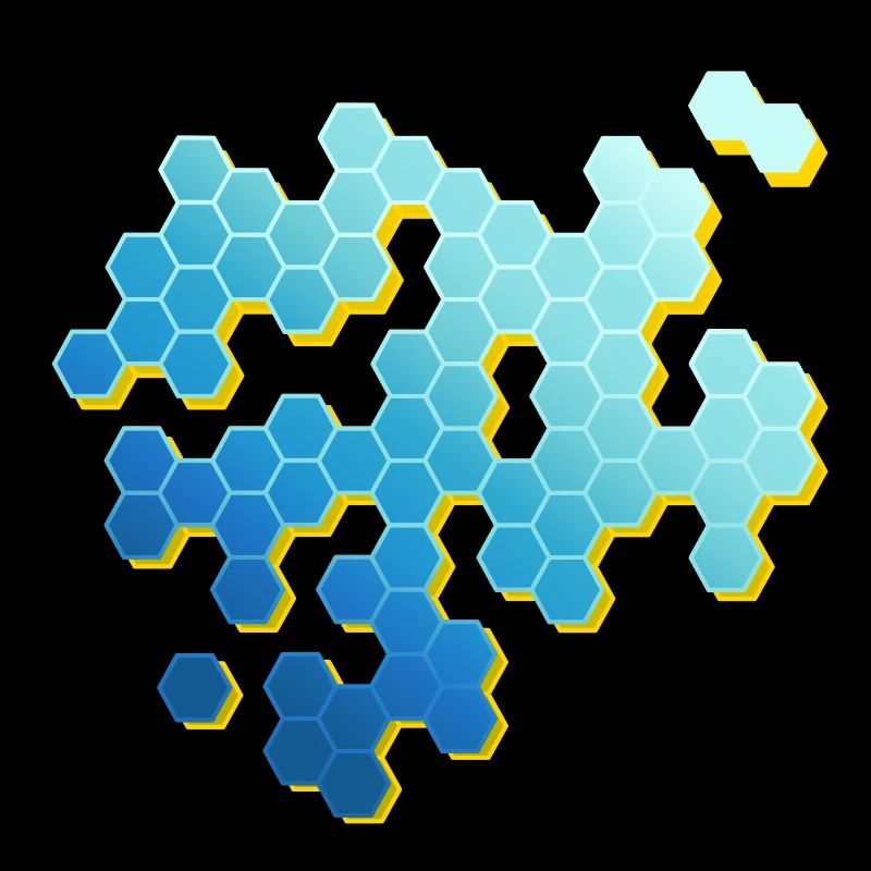 Pattern geometric - hexagon - blue, turquoise, yellow