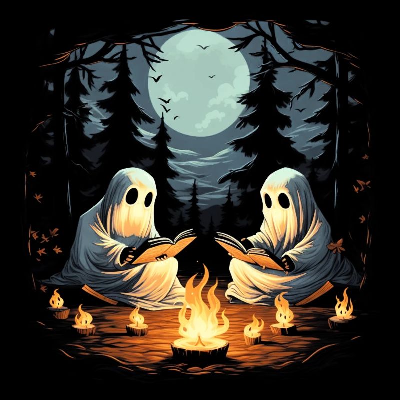 Ghost Halloween Book Campfire
