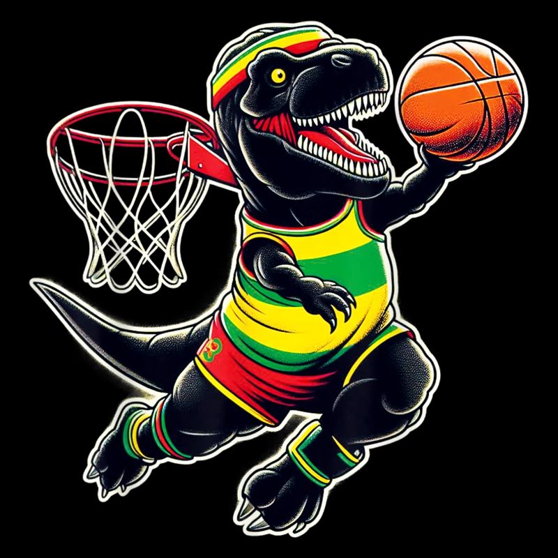 T-rex Dunking Ein Basketball Juneteenth Dinosaurier
