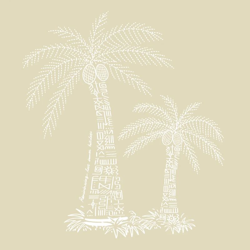 Exotic palm trees - white