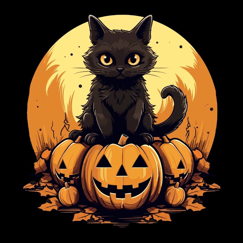 Chat à la citrouille Halloween