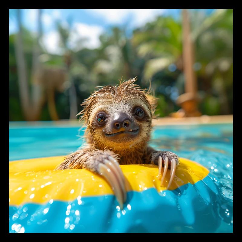 Faultier mit Schwimmring