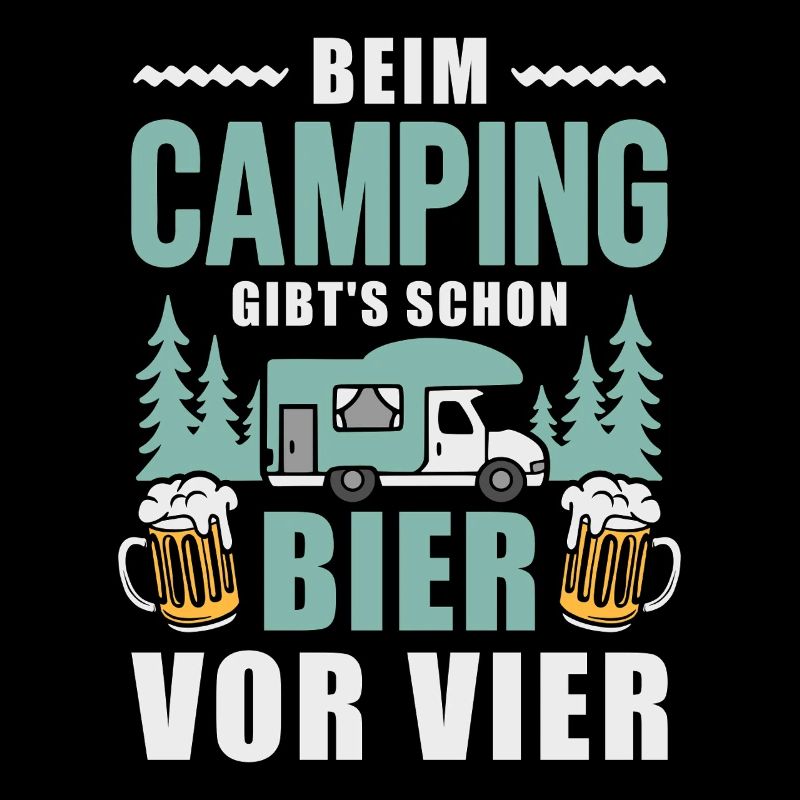 Camping Bier vor vier Wohnmobil Camper