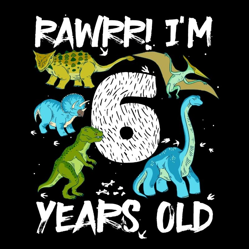 Six 6 ans 6e anniversaire 6 ans, dinosaure