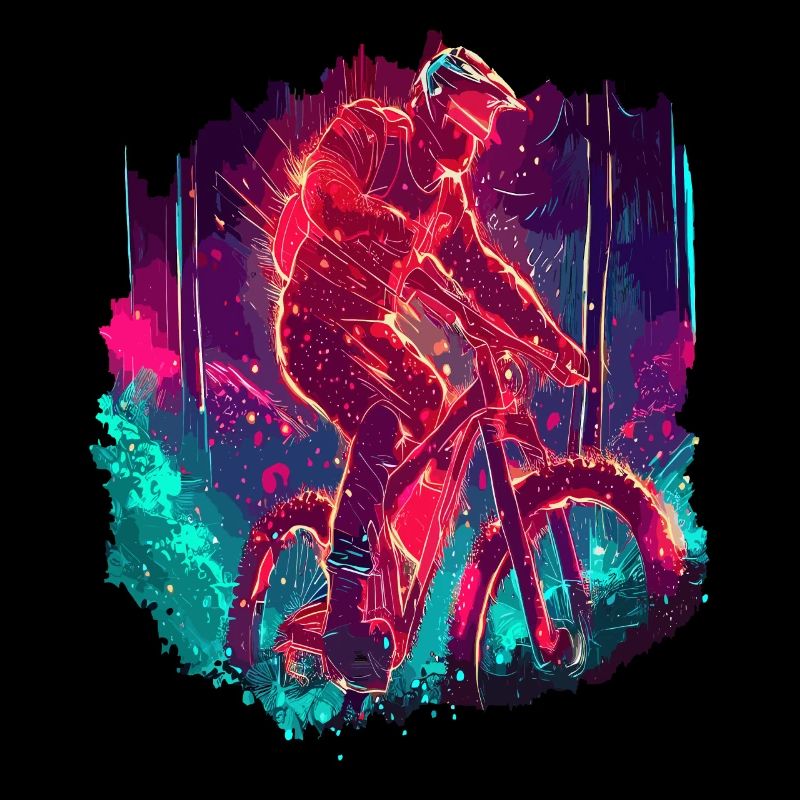 Neon Mountain Biker Cyclist Downhill MTB