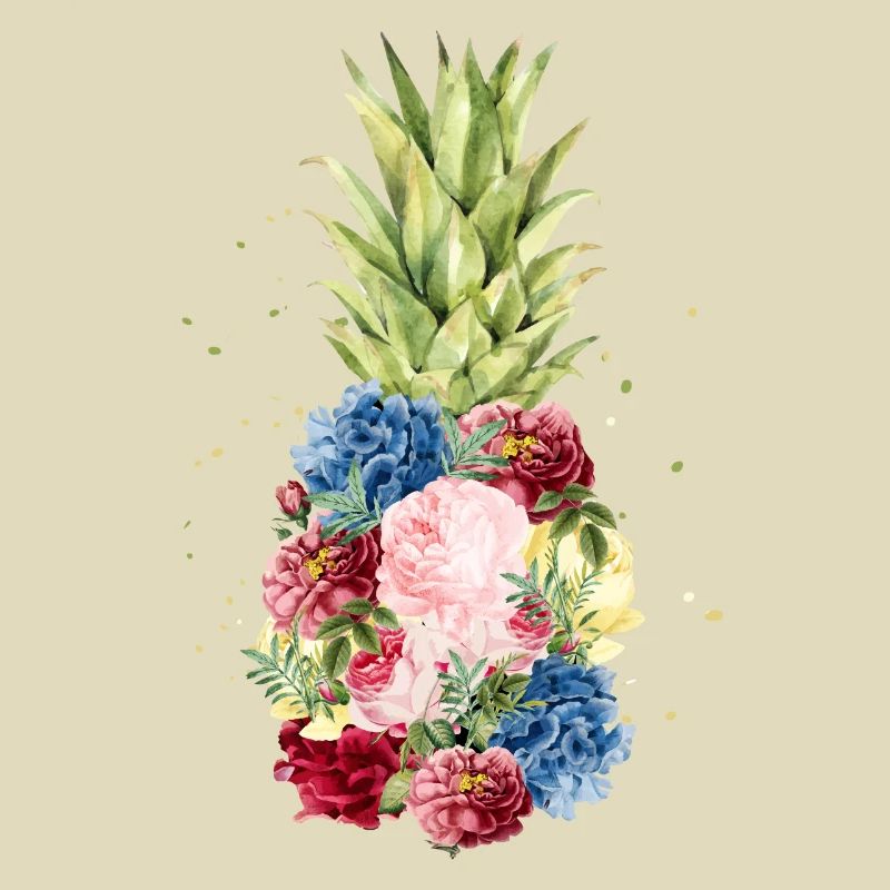 Hawaii ananas ananas avec fleurs de vacances