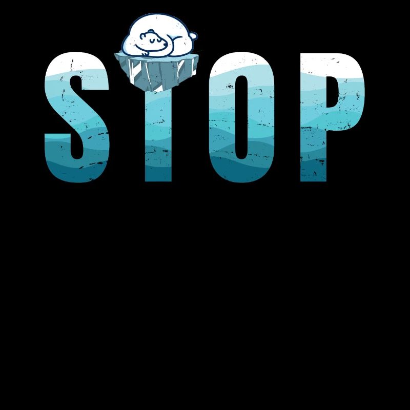 Ice Polar Bear - Changement climatique - STOP Pollution -