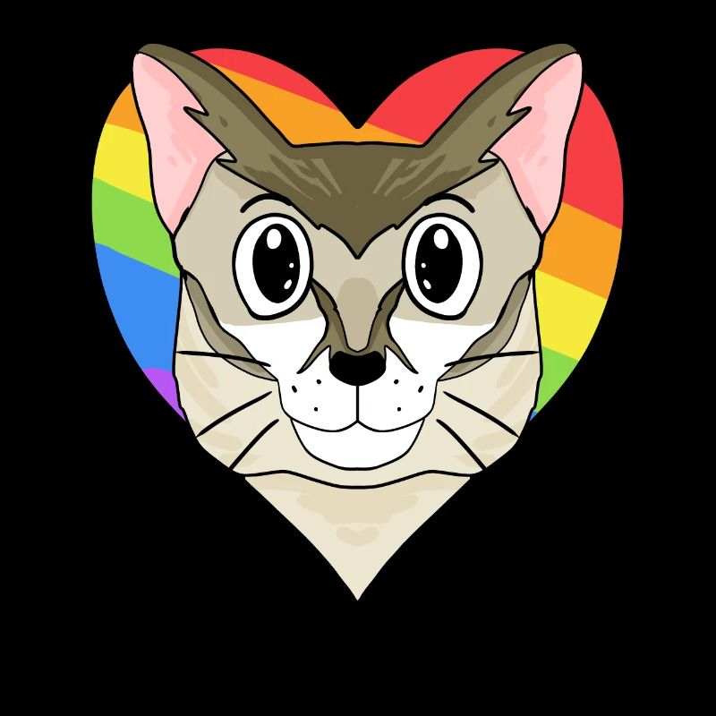 Singapura Katze - Regenbogen Herz