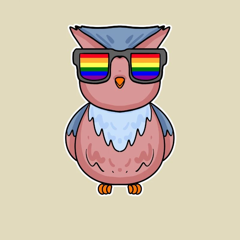 Regenbogen - Eule mit Brille