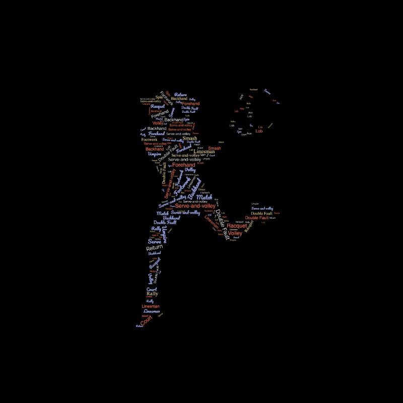Tennis-Grafik-T-Shirt mit Words Pattern-Design.