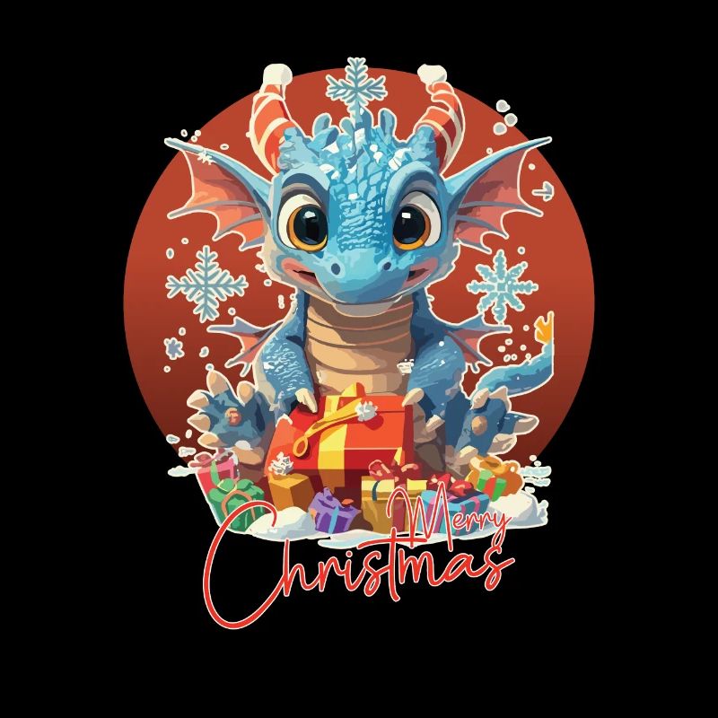 Frohe Weihnachten - Blauer Drache - Geschenk
