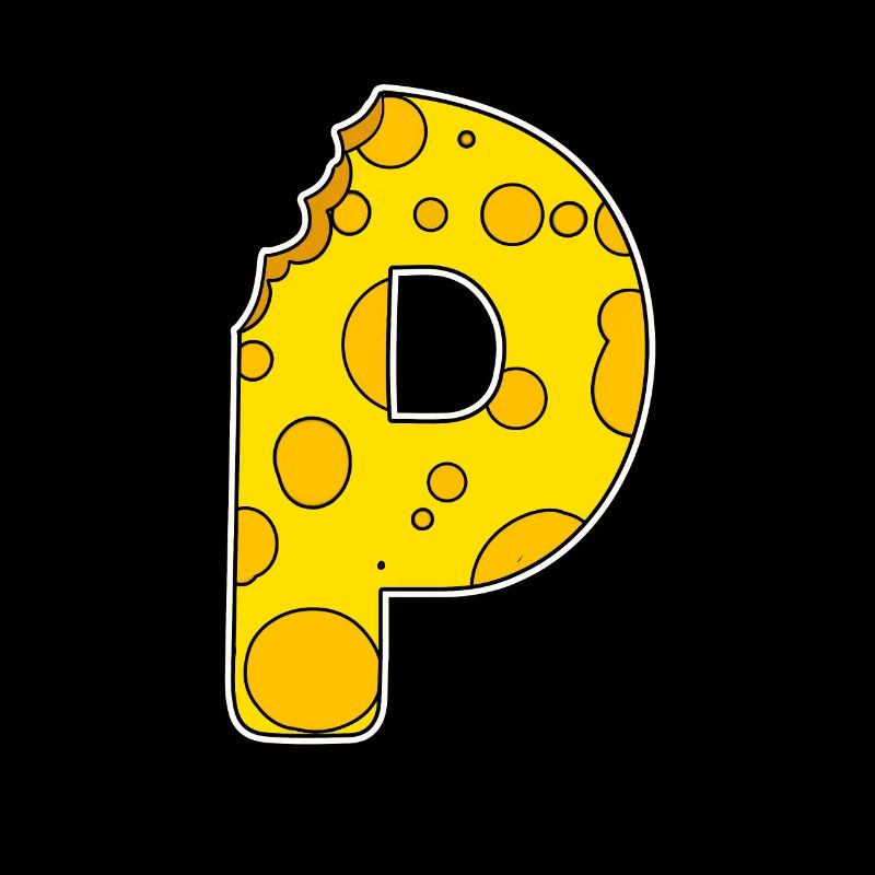 Lettre P - Lettre initiale P - Motif fromage
