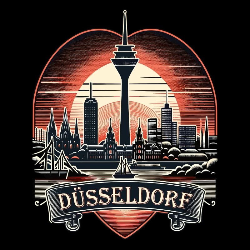 Dusseldorf Skyline Heart Love Home
