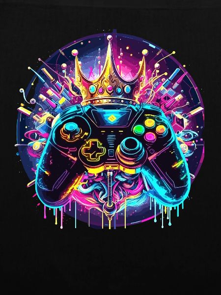 Synthwave Gamer Controller mit Krone