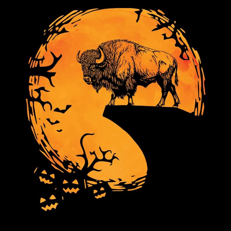 Funny Halloween Buffalo Bison Silhouette