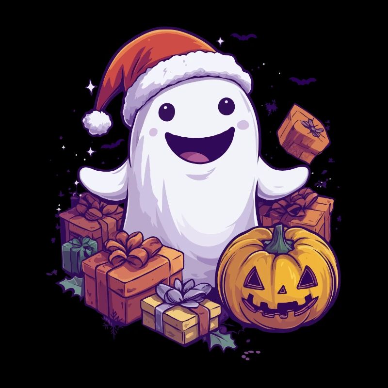 Halloween Geschenk Geist mit Weihnachtsmütze Deko