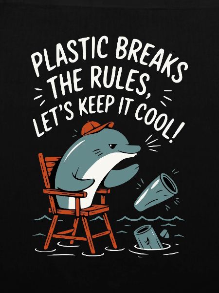 Plastik im Meer mit Delphin
