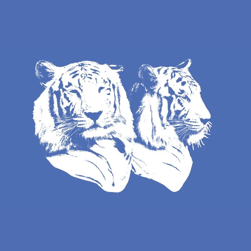 Structure de tête de tigre, avant, côté, blanc