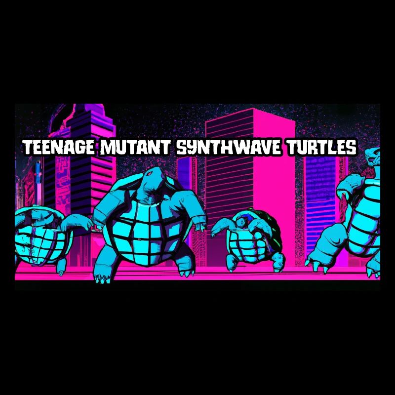 Junge Mutierte Synthwave Turtles