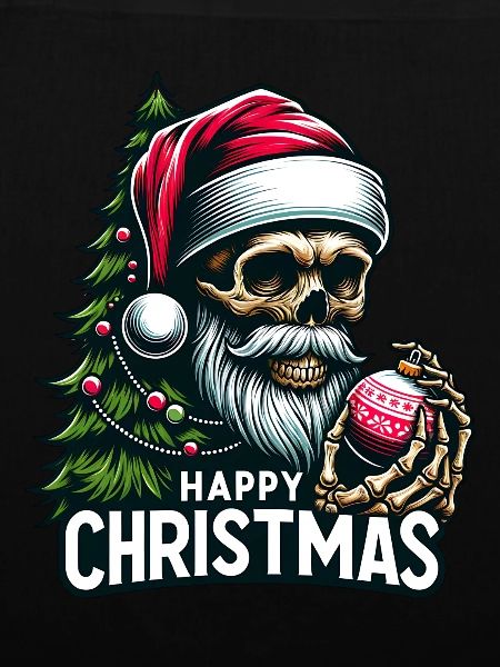 Weihnachtsmann Skull mit Christbaumkugel