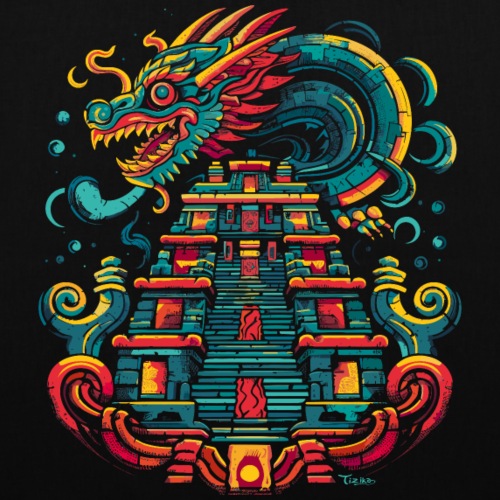 Quetzalcoatl - Serpent à plumes - Sac en tissu