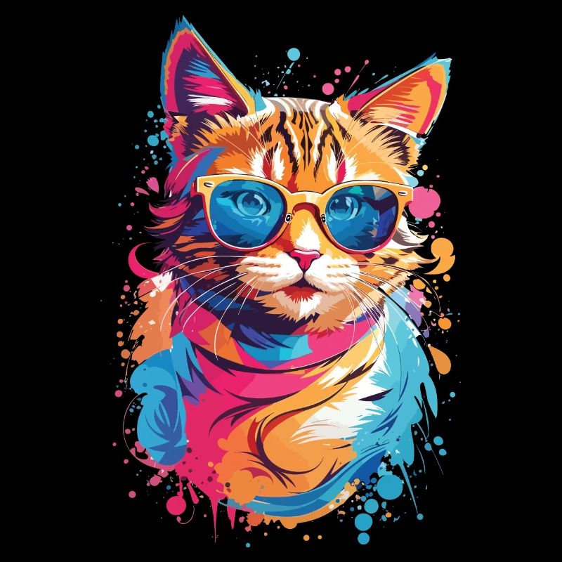 Bunte Katze mit Sonnenbrille