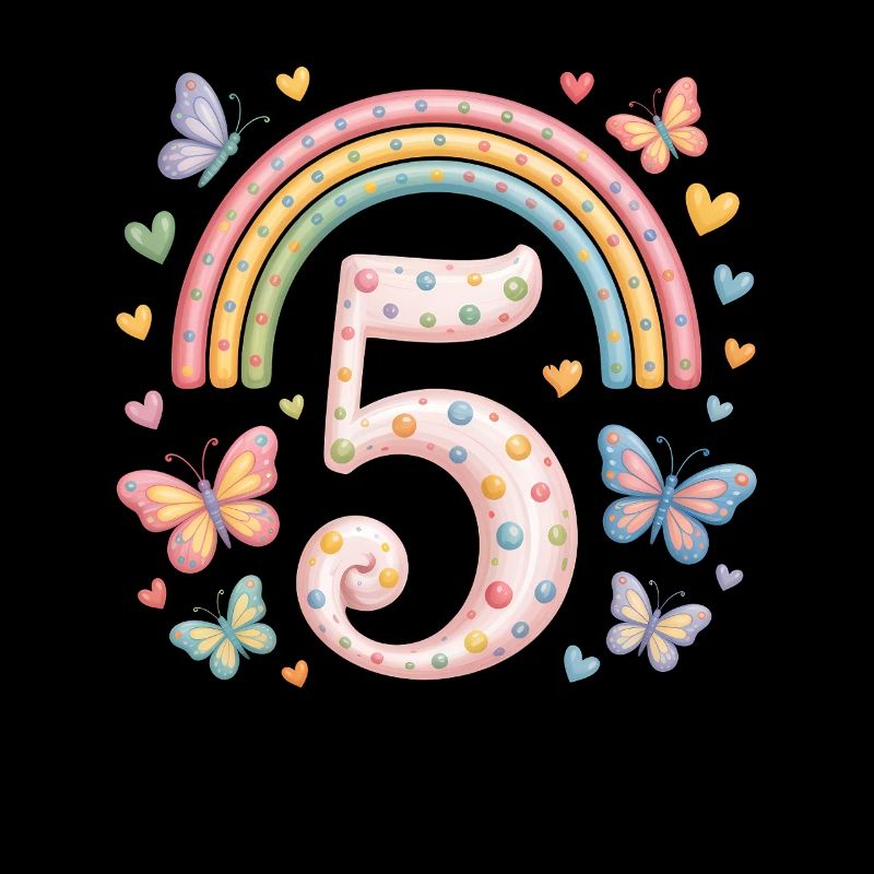 Regenbogen Schmetterling 5. Geburtstag Mädchen