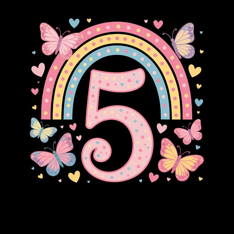 Regenbogen Schmetterling 5. Geburtstag Mädchen