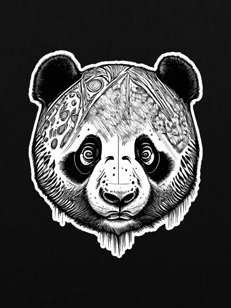 Schwarz-weiße Panda-Gravur