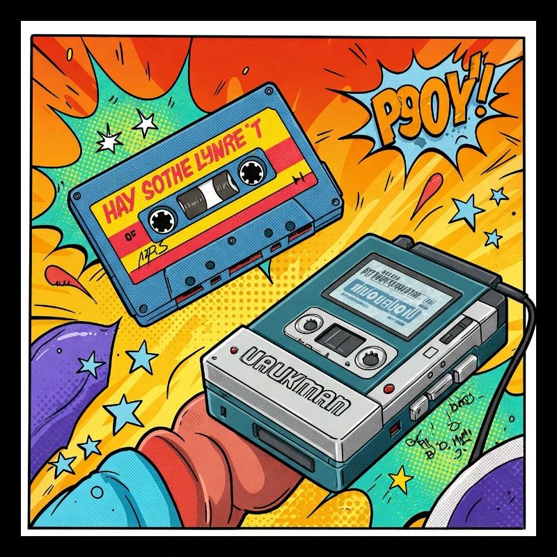 90er-Vibes: Walkman-Kult im Comic-Look