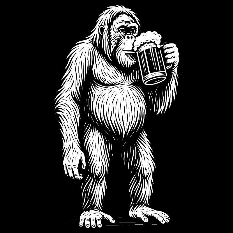 Silhouette de singe en chope de bière