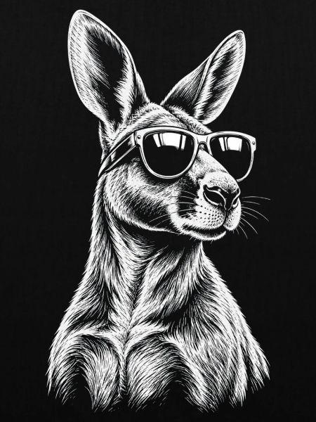 Känguru Skizze mit Sonnenbrille
