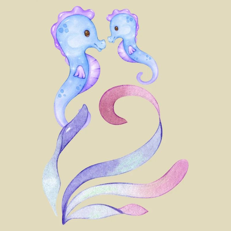 blaue Seepferdchen - Mutter + Kind